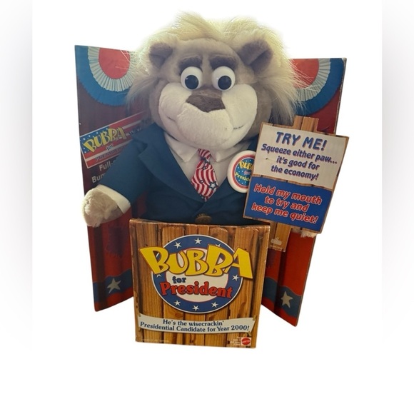 Vintage Bubba For President Mattel 1999 Wisecrackin Talking Plush Bear Toy 12'' - Picture 1 of 4